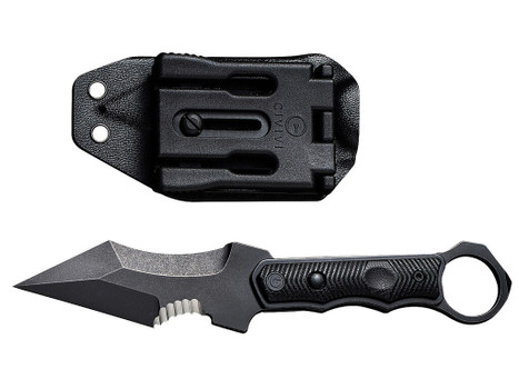 Civivi Knives C20037B-1 Orthrus 3.76" Fixed Karambit/Straight Black Stonewashed Nitro-V Steel Blade, 4.30" Black w/Finger Ring G10 Handle
