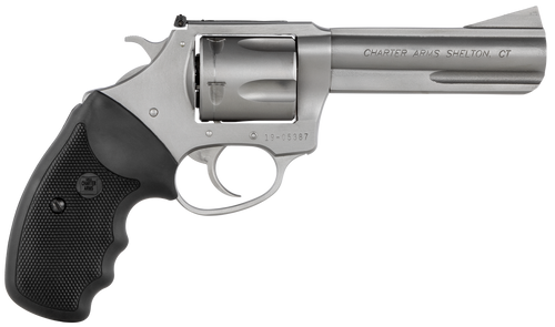 Charter Arms 74442 Bulldog Target Large 44 Special, 5 Shot 4.20" Matte Stainless Steel Barrel, Cylinder & Frame w/Black Finger Grooved Rubber Grip                                                      