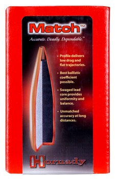 Hornady 3039 Match  30 Cal .308 155 gr Hollow Point Boat Tail Match 100 Per Box/ 15 Case                                                                                                                