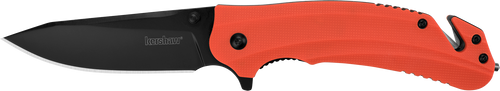 Kershaw 8650 Barricade  3.50" Folding Drop Point Plain Black Oxide 8Cr13MoV SS Blade Orange Glass-Filled Nylon Handle Features Glass Breaker Includes Pocket Clip                                       