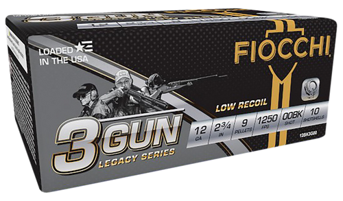 Fiocchi 12BK3G00 3-Gun Match Legacy Series 12Gauge 2.75" 9Pellets 00Buck Shot 10 Per Box/25 Case                                                                                                        