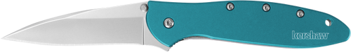 Kershaw 1660TEAL Leek  3" Folding Drop Point Plain Bead Blasted 14C28N Steel Blade Teal Anodized Aluminum Handle Includes Pocket Clip                                                                   