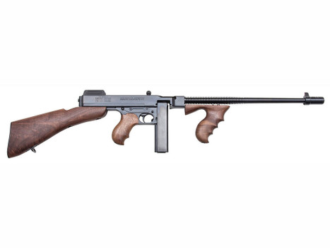 Thompson TIB50D 1927A-1 Deluxe Carbine 45 ACP Caliber with 18" Barrel, 20+1 Capacity (Stick), 50+1 Capacity (Drum), Blued Metal Finish, American Walnut Removable Fixed Stock & Wood Grip Right Hand
