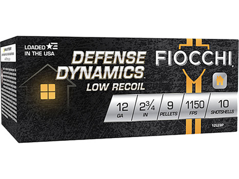 Fiocchi 12LE9P Defense Dynamics Low Recoil 12Gauge 2.75" 1Buck Shot 10 Per Box/25 Case