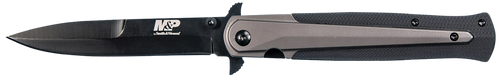 Smith & Wesson Knives 1085899 M&P Tactical Stiletto 4" Folding Spear Point Plain Stainless Steel Blade FRN Black/FDE Includes Pocket Clip                                                               