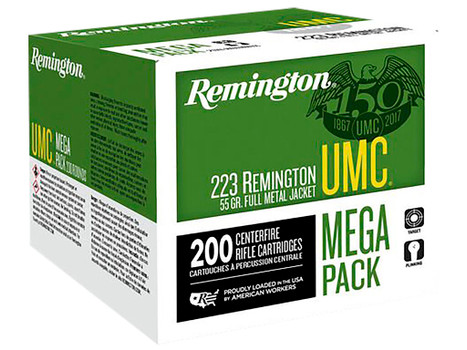 Remington Ammunition 23683 UMC Mega Pack 223Rem 55gr Full Metal Jacket 200 Per Box/4 Case