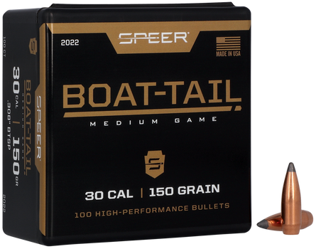 Speer 2022 Boat-Tail  30Cal 150gr Jacketed Soft Point Boat Tail 100 Per Box/5 Case                                                                                                                      