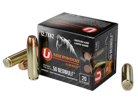 Underwood Ammo 557Underwood Ammo 557 50Beowulf 350gr Full Metal Jacket Flat Nose 20 Per Box/10 Case