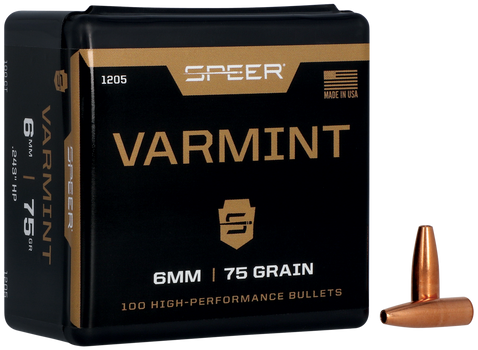 Speer 1205 Varmint  6mm 75gr Jacketed Hollow Point 100 Per Box/5 Case                                                                                                                                   