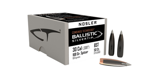 Nosler 51160 Ballistic Silvertip  30Cal 168gr Spitzer Point 50/Box                                                                                                                                      