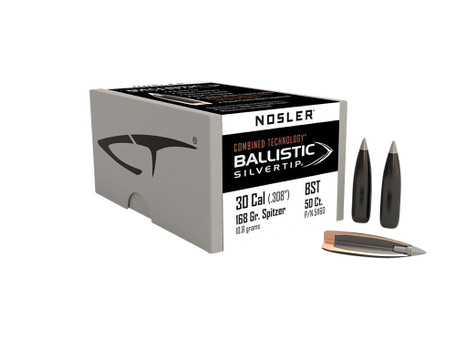 Nosler 51160 Ballistic Silvertip 30Cal 168gr Spitzer Point 50/Box