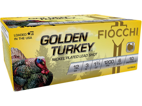 Fiocchi 123TRKC6 Golden Turkey 12Gauge 3" 1 3/4oz 6Shot 10 Per Box/10 Case