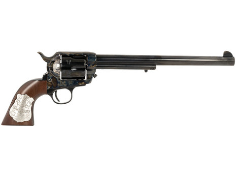 Cimarron PP558 Buntline 45 LC (Long Colt) 6 Shot 10" Blued Frame, Barrel & Cylinder, Walnut w/Inlaid Silver Medallion Grip