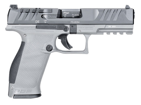 Walther Arms 2858371NP3 PDP Full Size Frame 9mm Luger 18+1 4.50" Stainless Polygonal Rifled Barrel, Optic Ready/Serrated Steel Slide, Gray Polymer Frame w/Picatinny Rail Ambidextrous