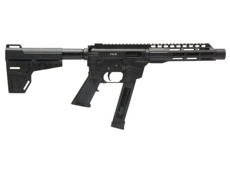 Freedom Ordnance FX9P8 FX-9 9mm Luger 8.25" 33+1 Black Hard Coat Anodized Black Polymer Grip KAK Shockwave Pistol Brace