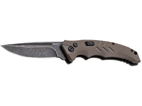 Boker 01BO483 Intention II Folding Drop Point Plain D2 Steel Blade Brown G10 Handle