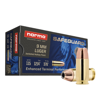 Norma Ammunition 610540050  Safeguard 9mmLuger 115gr Jacketed Hollow Point 50 Per Box/20 Case                                                                                                           