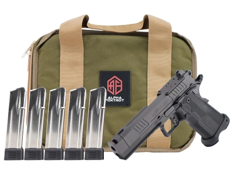 Alpha Foxtrot AA39X1CIG-XDBK20-PROM AF1911 Romulus Promo 9mm Luger 20+1 4.25" Black Bull Ramped Compensated Barrel, Polished DLC Stainless Steel Optic Ready/Serrated Slide & Frame w/Beavertail & Picat