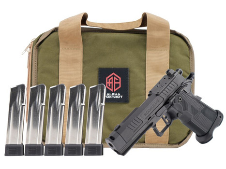 Alpha Foxtrot AA39X1QIG-XDBK20-PROM AF1911 Romulus Promo Compact Frame 9mm Luger 20+1 3.50" Black DLC Threaded Compensated Barrel, Black DLC Stainless Steel Optic Ready/Serrated Slide & Frame w/Beaver