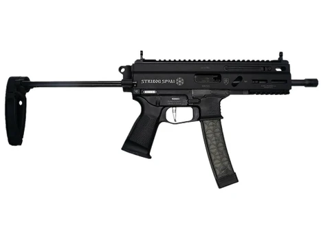 Grand Power 850003223131 SP9A1 Stribog 9mm Luger 30+1 8" Black Threaded Barrel, M-LOK Handguard, Black Aluminum Picatinny Rail Receiver, Black PDW Tailhook Brace, Black Polymer Grip, Thread Protector