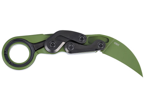 CRKT 4040BG Provoke 2.41" Folding Karambit Plain Bright Green Cerakote D2 Steel, Blade Bright Green Cerakote Aluminum Handle