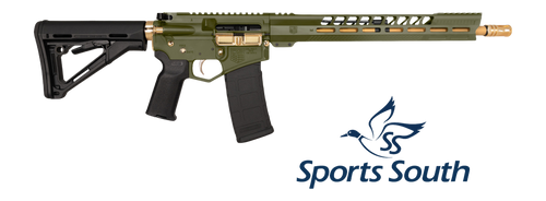 Diamondback DB175AK802 DB15  Sports South Exclusive 5.56 NATO 30+1 16" Gold Cerakote Threaded Barrel, Green Cerakote w/Gold Accents Aluminum Receiver w/Picatinny Rail, M-LOK Handguard, Magpul MOE Blac