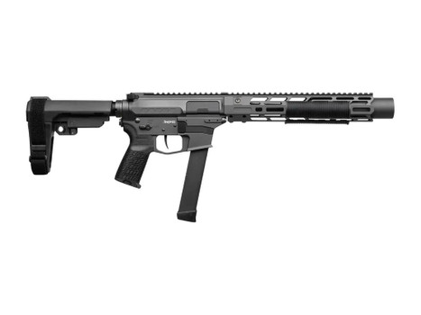 CMMG 99A6832-TNG Zeroed Banshee MkGs 9mm Luger 33+1 6.50" Black Nitride Threaded Barrel, Tungsten Cerakote Aluminum Receiver w/Picatinny Rail, M-LOK Handguard, Black Polymer CMMG RipBrace, CMMG Zeroed