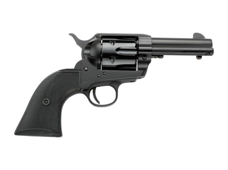 Pietta PFI38ALLOYAS312CB 38 Super 6 Shot 3.50" Matte Black Steel Frame & Barrel, Black Checkered Grip
