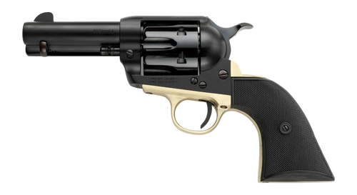 Pietta PFI38ALLOYBR312CB 38 Super 6 Shot 10rd Shot 3.50" Matte Black Alloy Steel Frame w/Brass Backstrap & Trigger Guard, Black Checkered Grip                                                          