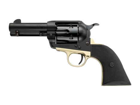 Pietta PFI38ALLOYBR312CB 38 Super 6 Shot 10rd Shot 3.50" Matte Black Alloy Steel Frame w/Brass Backstrap & Trigger Guard, Black Checkered Grip