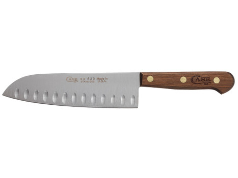 Case 07322 Santoku 7" Fixed Plain Mirror Polished Tru-Sharp SS Blade, Walnut Handle