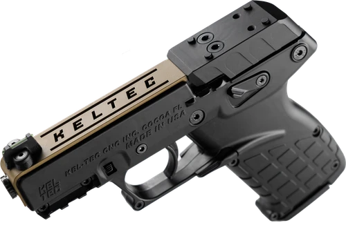 Kel-Tec P17BBLKORTANS P17  Sports South Exclusive 22 LR 16+1 3.80" Black Steel Barrel, Tan Optic Ready/Serrated Slide, Black Polymer Frame w/Picatinny Rail, Textured Grip                              