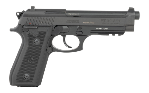 Taurus 1-920151-6MAG 92  Full Size 9mm Luger 18+1 5" Matte Matte Stainless Steel Barrel, Alloy Steel Serrated Slide, Black Anodized Aluminum Frame w/Beavertail & Picatinny Rail, Black Hogue G10 Grip, 