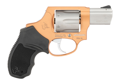 Taurus 2-85629ULC22CH 856 Ultra-Lite Small 38 Special +P 6 Shot 2" Matte Stainless Barrel & Cylinder, Copper Cerakote Aluminum Frame, Black Ribber Grip, Transfer Bar, Safety Concealed Hammer          