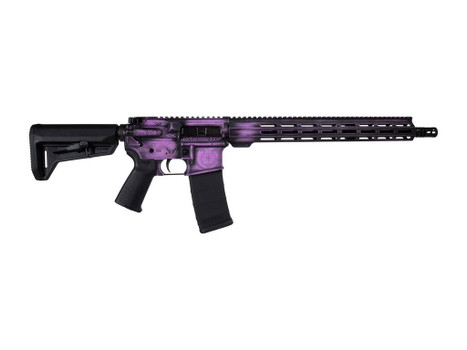 Shark Coast Tactical 300-133-1000-25 Valkyrie 5.56 NATO 30+1 16" Black Melonite Threaded Barrel, Distressed Purple Cerakote w/Norse Engraving Aluminum Receiver w/Picatinny Rail, M-LOK Handguard, Magpu