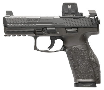 HK 81001356 VP9A1 X w/Optic Full Size Frame 9mm Luger 10+1 4.09" Black Barrel, Black Steel Serrated w/Optic Slide, Black Polymer Frame w/Picatinny Rail, Textured Grip, Vortex CCW                      