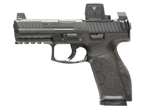 HK 81001356 VP9A1 X w/Optic Full Size Frame 9mm Luger 10+1 4.09" Black Barrel, Black Steel Serrated w/Optic Slide, Black Polymer Frame w/Picatinny Rail, Textured Grip, Vortex CCW
