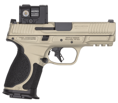 Smith & Wesson 14634 M&P9 M2.0 Spec VI Bundle 9mm Luger 15+1 4" Black Armornite Ported Barrel, Champagne Cerakote Stainless Steel Ported/Serrated w/Optic Slide &  Aluminum Frame w/Picatinny Rail, Inte