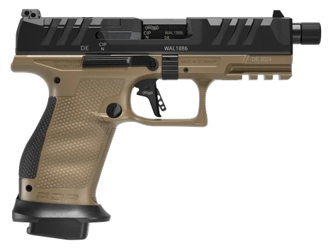 Walther Arms 2880008 PDP Pro SD Compact 9mm Luger 10+1 4.60" Black Threaded Barrel, Black Optic Ready/Serrated Slide, Flat Dark Earth Polymer Frame w/Picatinny Rail, Textured Polymer Grip             