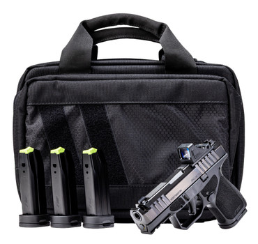 Rost Martin RM1SBLKOSP10CA(COMP)-P RM1S Comp Bundle *CA Compliant 9mm Luger 10+1 3.60" Compensated Barrel, Black Nitron Steel Integrated Compensator/Serrated w/Optic Slide, Black Polymer Frame w/Picat