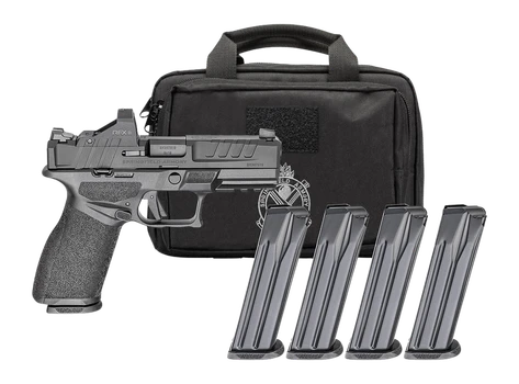 Springfield Armory EC9409BFCPAC Echelon 40F.C Gear Pac 9mm Luger 20+1 4" Black Melonite Barrel, Steel Optic Ready/Serrated Slide, Black Polymer Frame w/Picatinny Rail, Ambidextrous                    