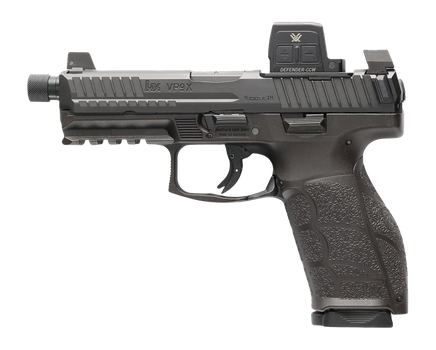 HK 81001365 VP9A1 X Tactical w/Optic Full Size 9mm Luger 15+1 4.70" Black Threaded Barrel, Black Steel Serrated w/Optic Slide, Black Polymer Frame w/Picatinny Rail, Textured Grip, Vortex CCW          