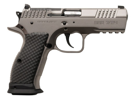Sarsilmaz SAR7/24 7/24 9mm Luger 17+1 4.40" Stainless Barrel, Matte Stainless Steel Optic Cut/Serrated Slide, Matte Stainless Steel Frame w/Beavertail & Picatinny Rail, Black Polymer Grip