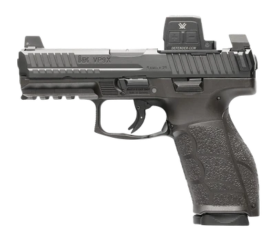 HK 81001355 VP9A1 X w/Optic Full Size Frame 9mm Luger 20+1 4.09" Black Barrel, Black Steel Serrated w/Optic Slide, Black Polymer Frame w/Picatinny Rail, Textured Grip, Vortex CCW                      