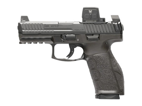 HK 81001355 VP9A1 X w/Optic Full Size Frame 9mm Luger 20+1 4.09" Black Barrel, Black Steel Serrated w/Optic Slide, Black Polymer Frame w/Picatinny Rail, Textured Grip, Vortex CCW