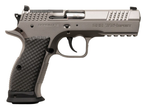 Sarsilmaz SAR7/24SPT 7/24 9mm Luger 17+1 4.40" Stainless Barrel, Matte Stainless Steel Optic Cut/Serrated Slide, Matte Stainless Steel Frame w/Beavertail & Picatinny Rail, Black Polymer Grip
