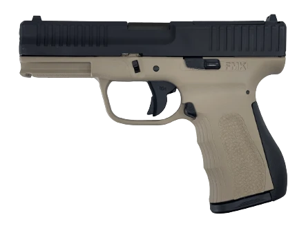 FMK FMKG49TDE G3 Full Size Frame 9mm Luger 14+1 4.50" Polished Threaded Barrel, Black Carbon Steel Optic Ready/Serrated Slide, Dark Earth Polymer Frame w/Accessory Rail, Textured Grip                 