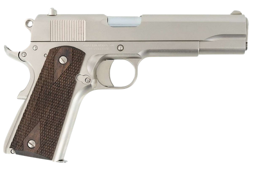 Tisas Arms 10100562 1911 A1 Stakeout 9mm Luger 38 Super 5" Stainless Steel Barrel, Nickel Carbon Steel Serrated Slide & Frame w/Beavertail, Walnut Grip                                                 