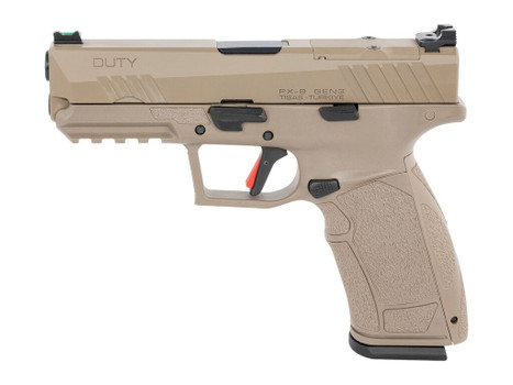 Tisas Arms 15000105 PX-9 Gen3 Duty 9mm Luger 20+1 4.12" Flat Dark Earth Carbon Steel Optic Ready/Serrated Slide, Flat Dark Earth Polymer Frame w/Picatinny Rail, Rubber Grip, RMR Footprint