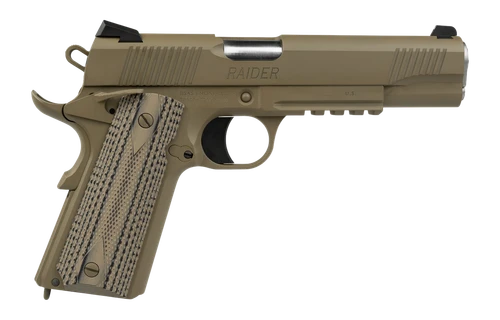 Tisas Arms 10100549 1911 Duty 9mm Luger 9+1 5" Stainless Barrel, Flat Dark Earth Cerakote Stainless Steel Serrated Slide & Frame w/Picatinny Rail, G10 Grip                                             